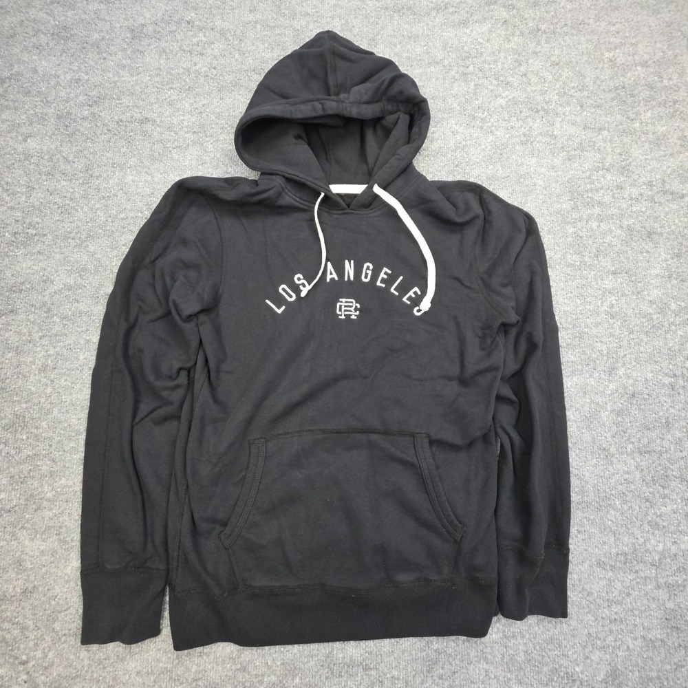 Reigning Champ Black Pullover Hoodie Size Medium Black Los Angeles Spellout